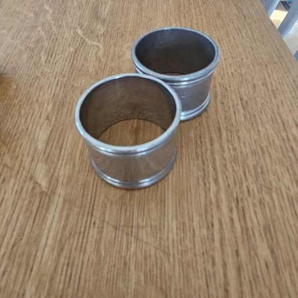 Napkin Rings Mixed Metal and Wood - Brass, Pewter, Wood - Picture 2 of 6